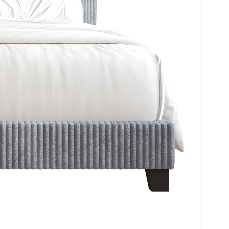 Pravesh Corduroy Upholstered Bed, Gray, Full