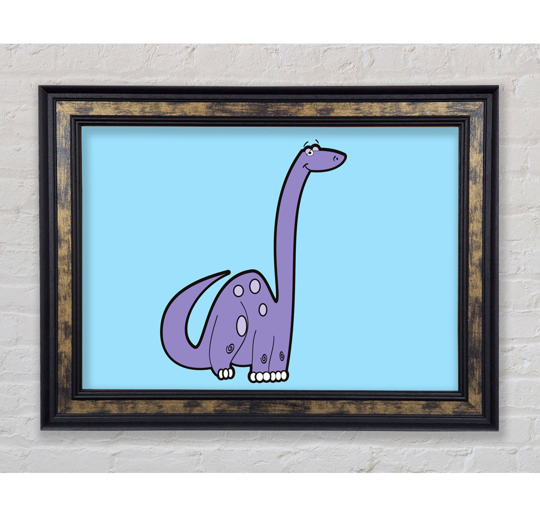 Gerahmtes Leinwandbild Tall Dinosaur Baby Blue