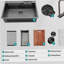 Gunmetal Black Drop in Waterfall Kitchen Sink - 33*22 inch Single Bowl 16 Gauge Stainless Steel Ledge Workstation Kitchen Sinks with Pull-Out Faucet & Cup Washer, Unique Waterfall Design