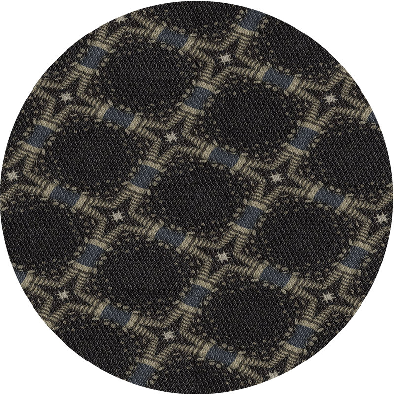 Tapis noir tissé à la machine, Rond 5 pi