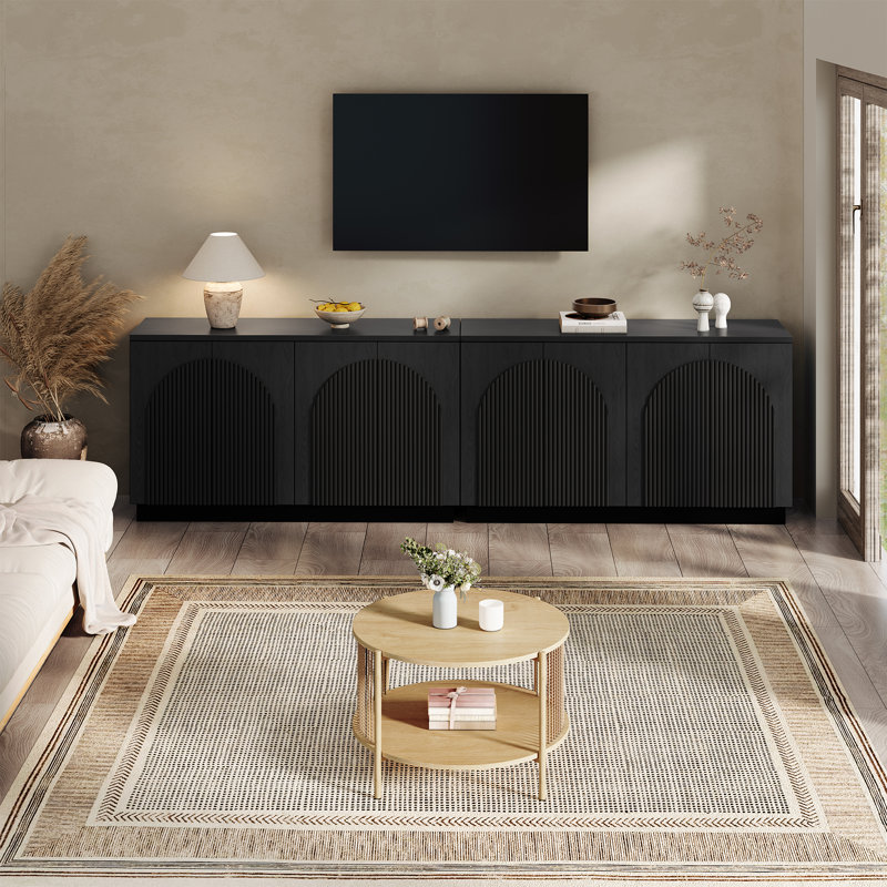 Designer 55'' Curved Three-dimensional Texture Sideboard, Black
