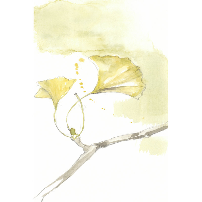 Ginkgo Triptych I by Jennifer Goldberger - Wrapped Canvas Painting, 122cm H x 81cm W x 3.8cm D