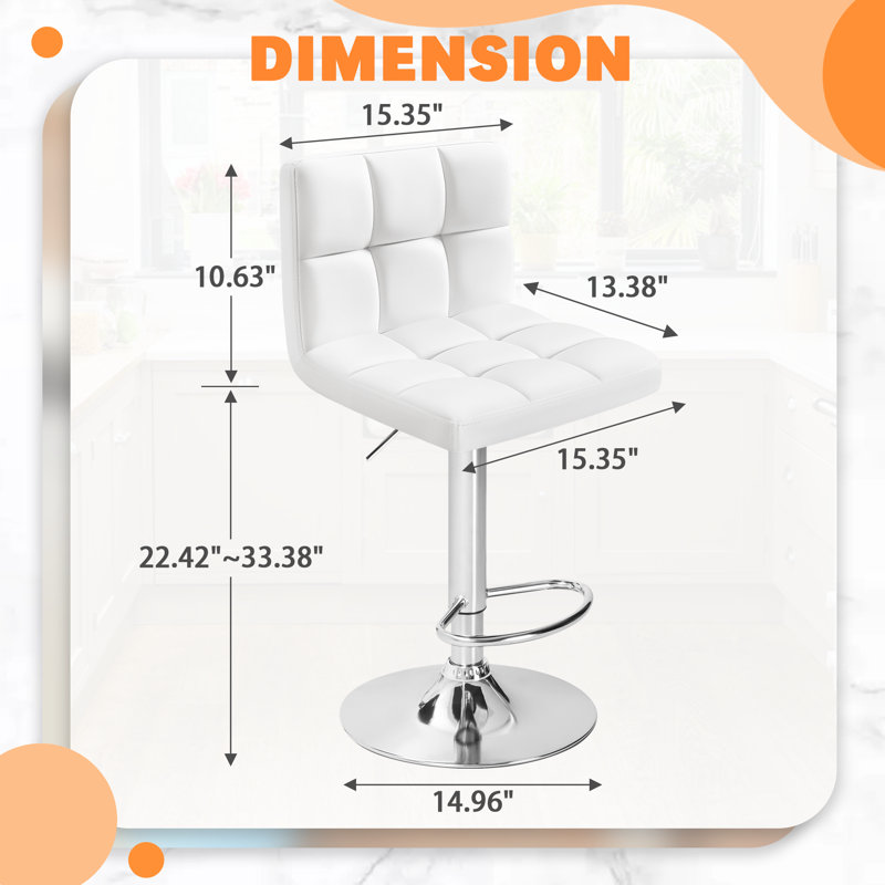 Tabouret de bar pivotant à hauteur réglable Stallcup, Blanc