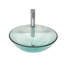 Lavabo vasque hypnotique artistique pour salle de bain avec bonde escamotable, verre trempé, garniture noire, 5,76 pouces de hauteur, cuve pratique en verre idéale pour la maison, 16,5 de large