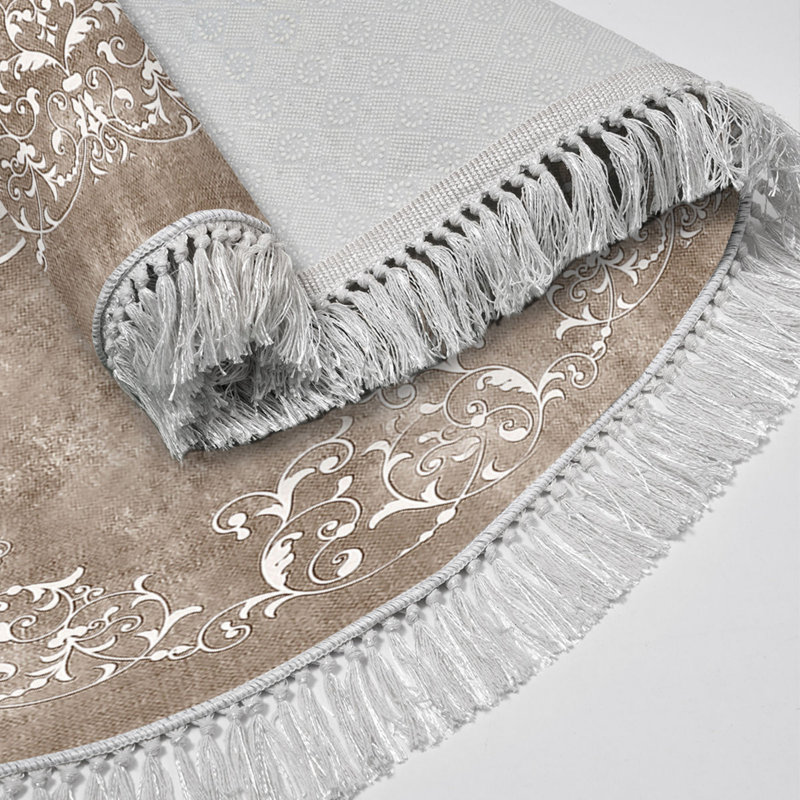 Ensemble de luxueux tapis de bain (2 pièces), beige et blanc, 19,7 po x 23,6 po et 23,6 po x 39,4 po | 100% polyester, 25,0 oz / verge carrée | Dessous antidérapant, antibactérien, facile à nettoyer | Parfait pour les salles de bain modernes