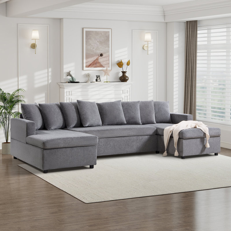 Canapé modulaire rembourré en microfibre de 122 po de largeur avec coussins de 122 po