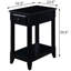 Black Accent Table For Apartments - With Shelf And Drawer With Wood Compact Spaces-1902137943