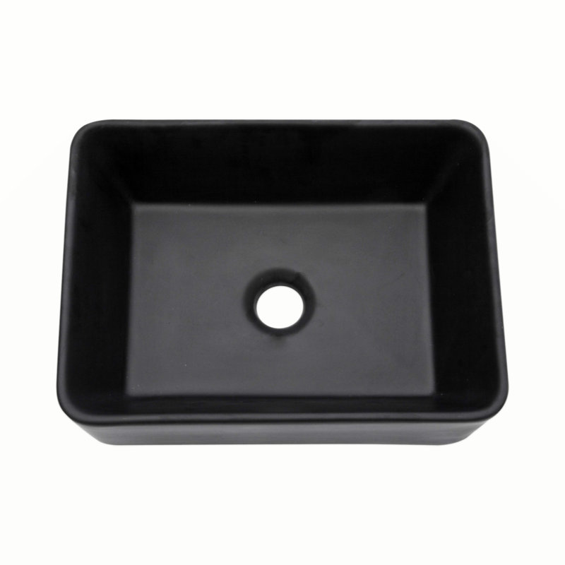 16"X12" Black Ceramic Rectangular Vessel Bathroom Sink