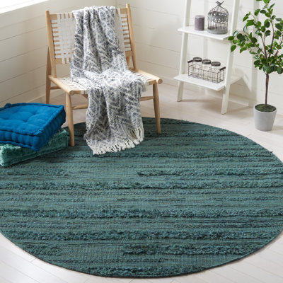 Tapis vert foncé / noir tissé à plat à la main Hartzler