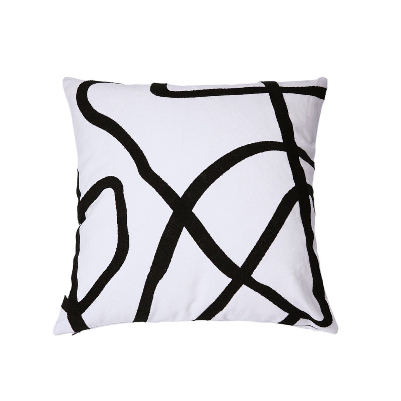 Housse de coussin réversible en coton brodé, Blanc
