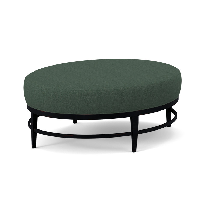 Elliptic Oval Ottoman, White Caps Fog Viscose, Vintage Ebony