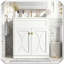 Meuble-lavabo autoportant moderne avec lavabo en céramique et poignées dorées-1488974386