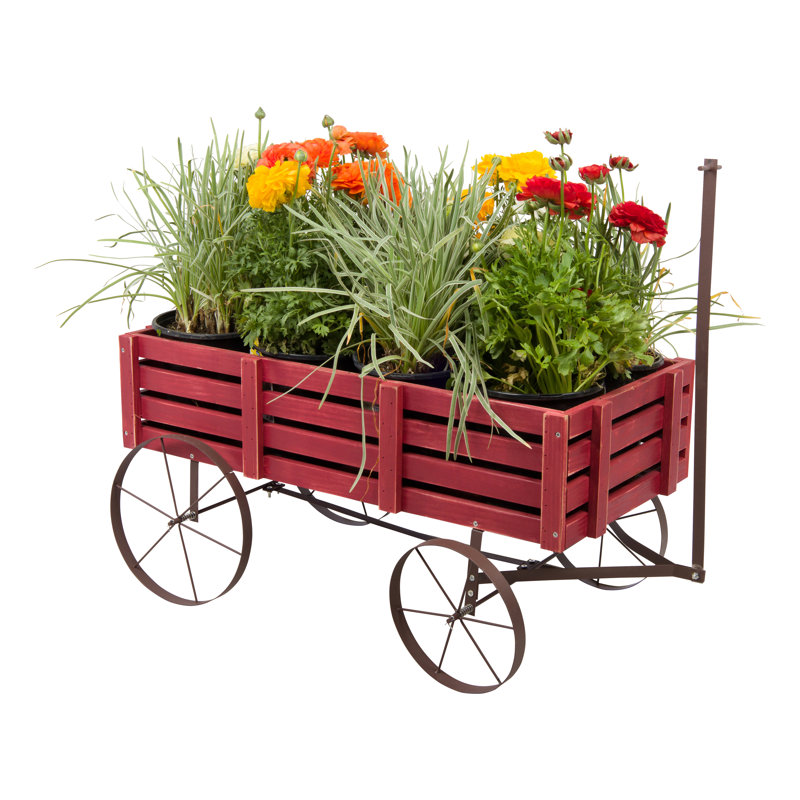 Penny Wood Wagon Garden Planter, Red