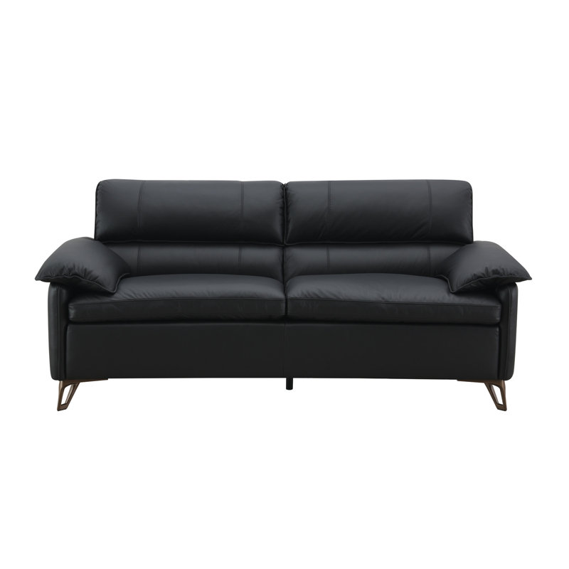Cuir noir - Siège avec rembourrage en duvet et siège de soutien au design moderne et élégant