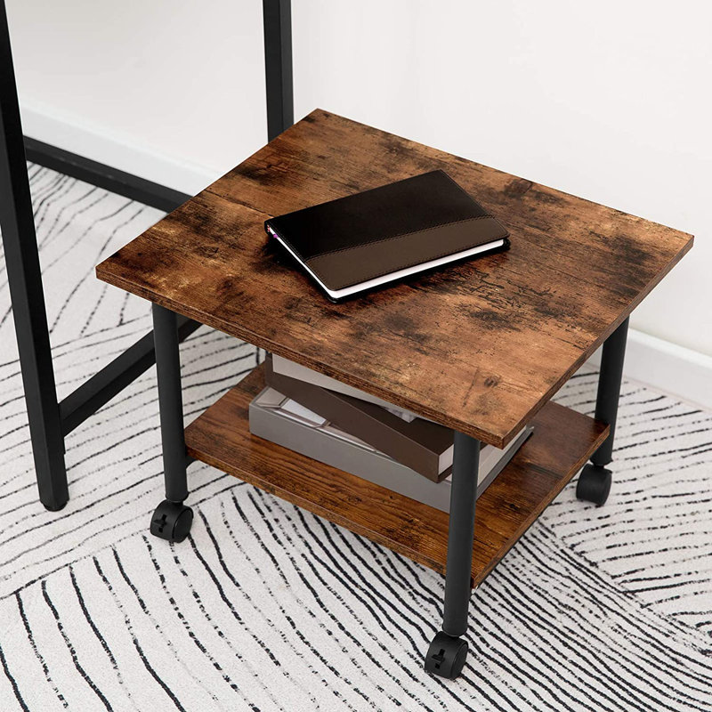 14.4'' H X 19.1'' W Under Desk Mobile Printer Stand,  Brown