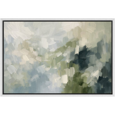 Abstract Green Blue Composition Artwork, Modern Living Room Pictures, Framed Canvas Giclee Print Wall Art