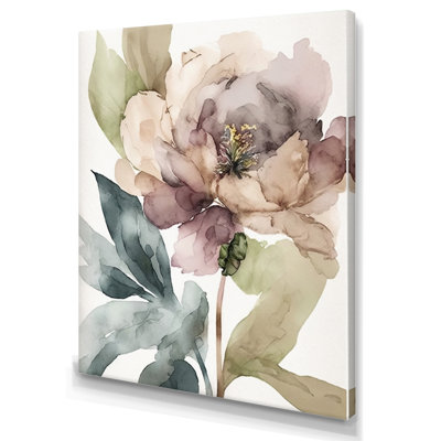 «Blooming Peony in Grey Earth Tones II», reproduction sur toile