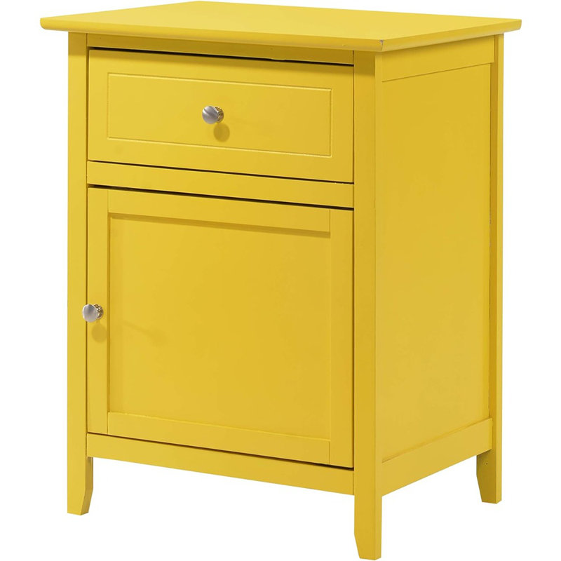 CoSoTower Modern Yellow Wood Veneer Nightstand with Storage