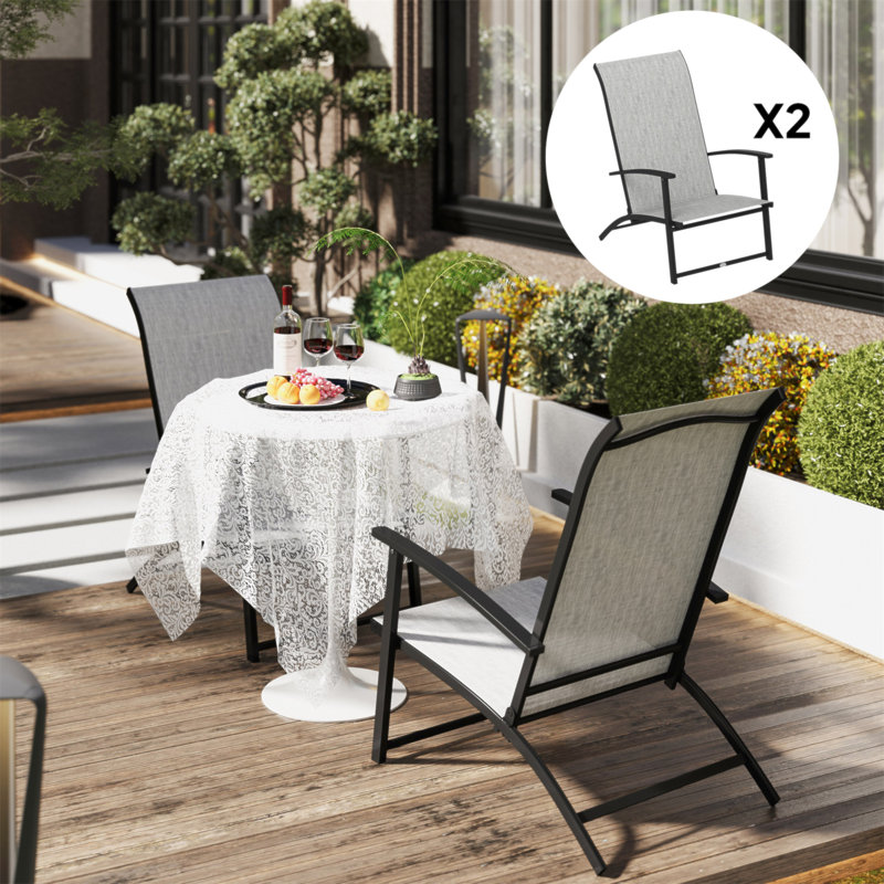 Ensemble de 2 chaises de patio pliantes à dossier haut avec accoudoirs Outsunny