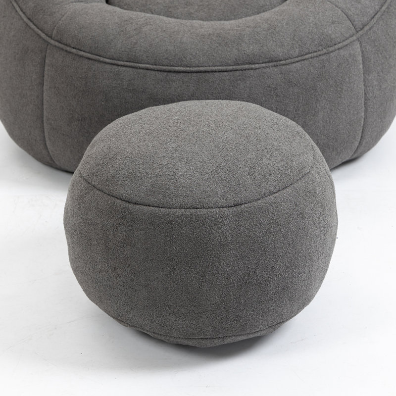 Fauteuil à billes souple avec repose-pieds, Gris