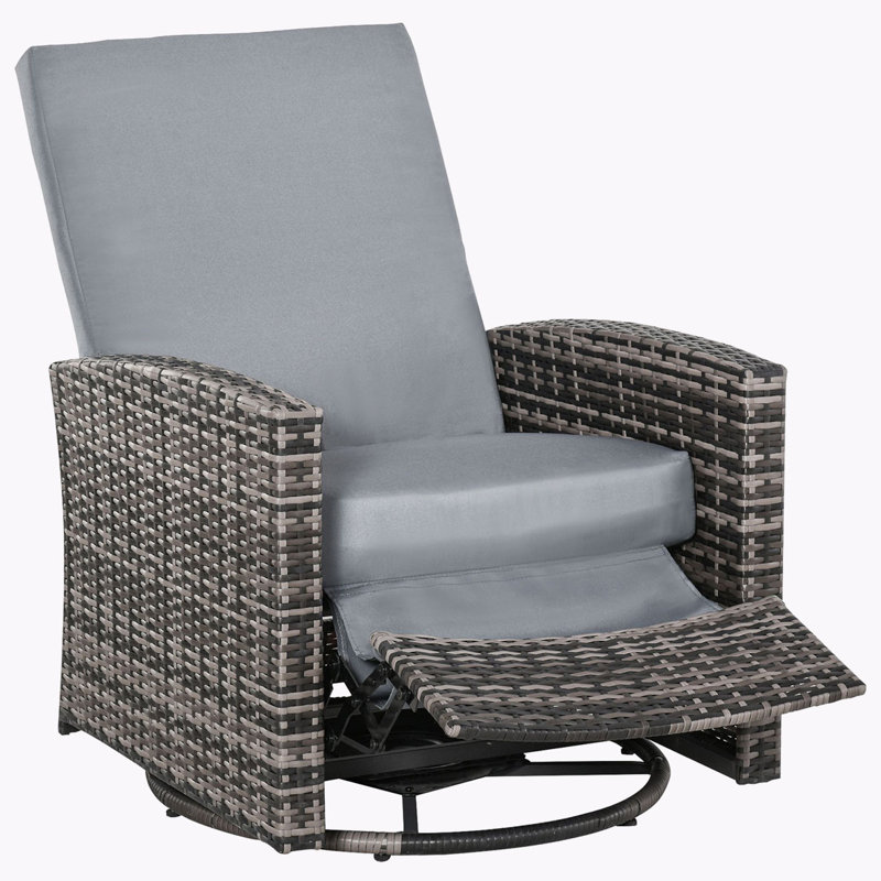 Fauteuil inclinable pivotant en osier Outsunny, Gris, Noir / blanc