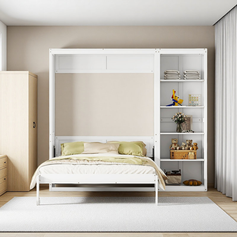 Lit escamotable mural avec armoires Murphy, Gris, Lit double