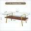 Table basse rectangulaire avec plateau en verre trempé et pieds en métal doré, verre transparent-607536612