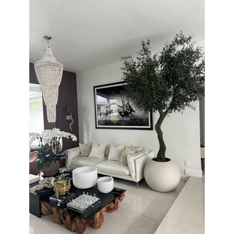 Artificial Olive Tree 30? Globe Planter, Beige
