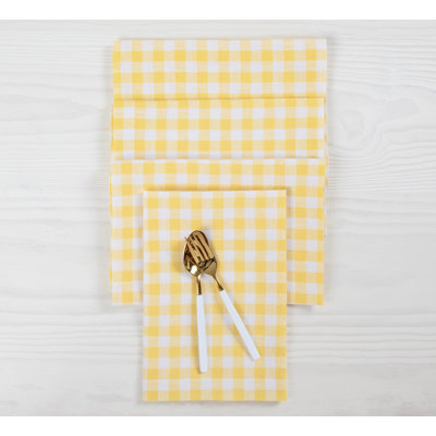 Gingham Check - 100% Pure Linen Dinner Napkins