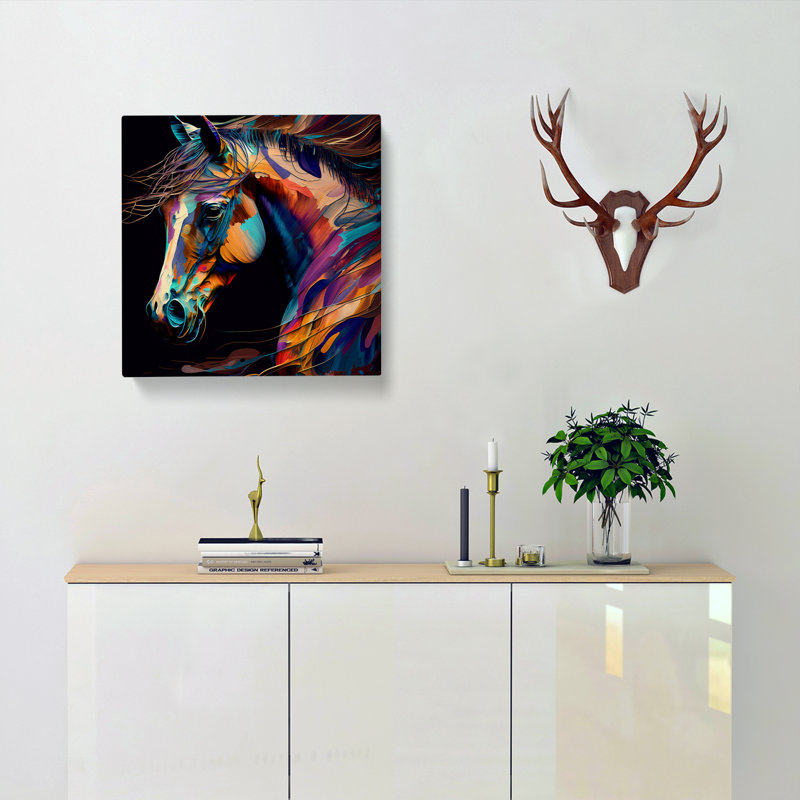 Horse Abstract Art - Wrapped Canvas, 35cm H x 35cm W x 3cm D
