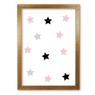 Pink Black And Grey Stars - Painting