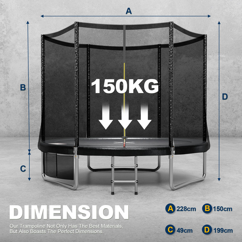 Maxway Furniture 228cm Hexagon Backyard Trampoline with Safety Enclosure