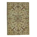 Hand-Knotted High-Quality Gold and Light Green Area Rug