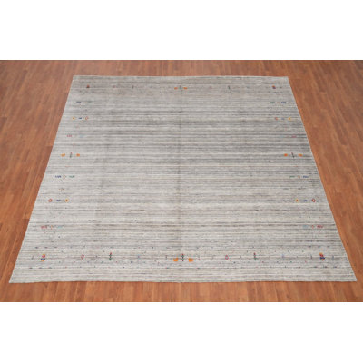Subtle Charm Gabbeh Style Area Rug 10x10 with Classic Embroidery Touches