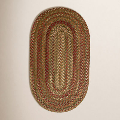 Michal Gladys Braided Striped Red/Brown/Green Area Rug