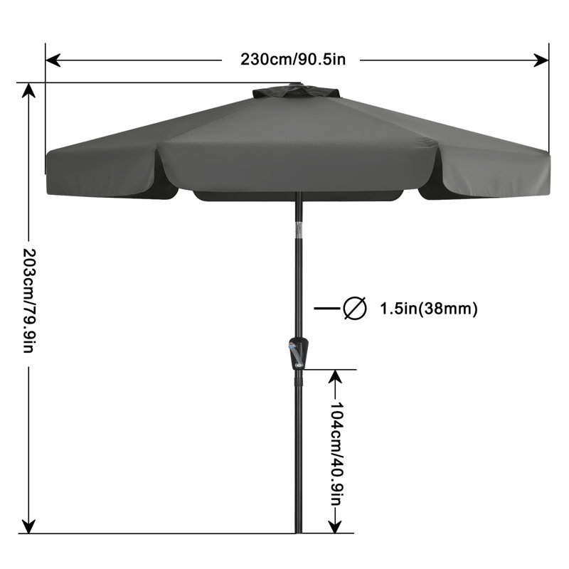 Holmquist parasol, Gris foncé, 7.5'