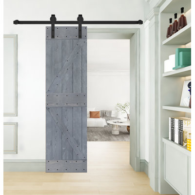 K Style Solid Wood Sliding Barn Door Without Hardware Kit (Door Slab Only) - Assembly Needed