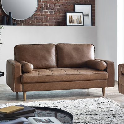 Altmann 3 Seater Faux Leather Sofa with Bolsters