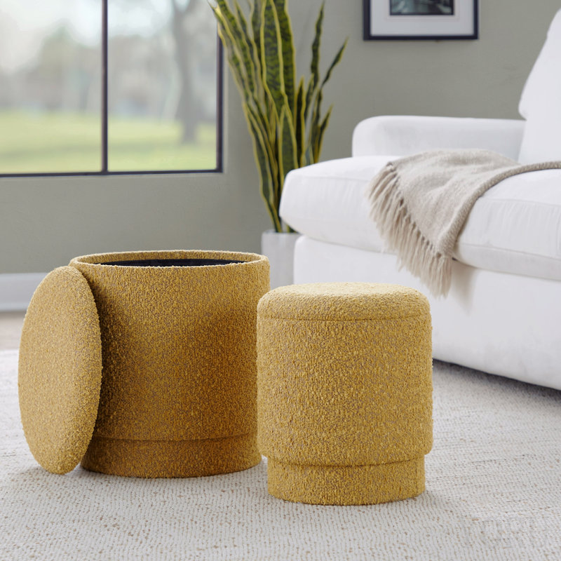 Ottoman Set In Yellow Fabric