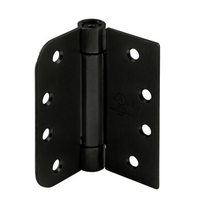Door Hinge Commercial UL Adjustable Self-Closing Spring Hinge, 4 in. x 4 in. with Unilateral Square & 5/8 in. Radius Corners, 4 Holes per Leaf with Unilateral Square & Screws, .130 in. Gauge