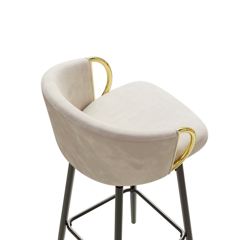 Ensemble de chaises de salle à manger 30 pouces, ensemble de 4 chaises de bar pivotantes à 360 ° de style moderne avec une conception simple, des tabourets hauts confortables et des chaises de salle à manger flexibles convenant aux bars, aux restaurants et aux chaises de bar en velours beige