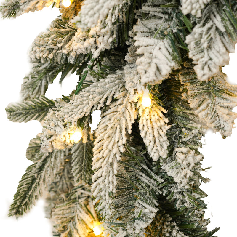 Ensemble de 3 pièces de Noël enneigées enneigées: arbre, avec 370 lumières DEL jaunes chaudes pour s'amuser en famille dans la neige Décor: lumières, météo - Structure