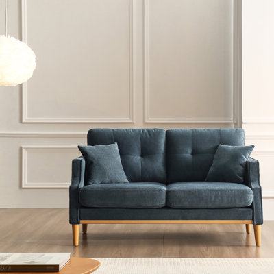 Bleu foncé 2 pour le salon - Tissu, pieds en bois, mousse ferme à haute densité confortable dans le port de charge, 2 coussins,