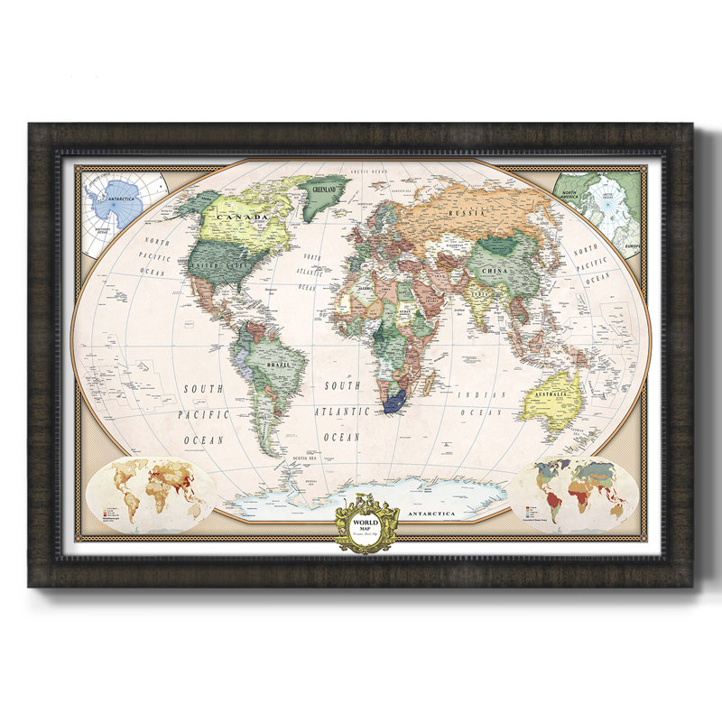 «Push Pin Map», reproduction d'art sur toile, H 20 po x l 30 po x P 1 po, Noir Gracy