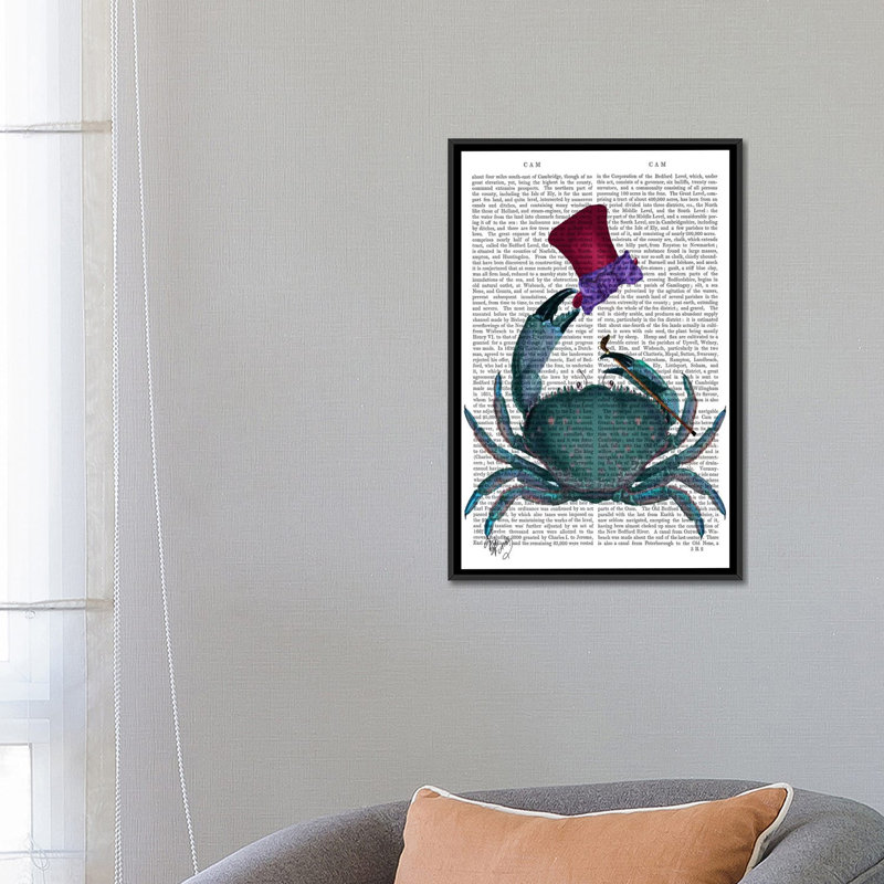 « the dandy crab », impression sur toile tendue, H 12 po x l 8 po x P 0,75 po, Toile tendue, Pas de tapis
