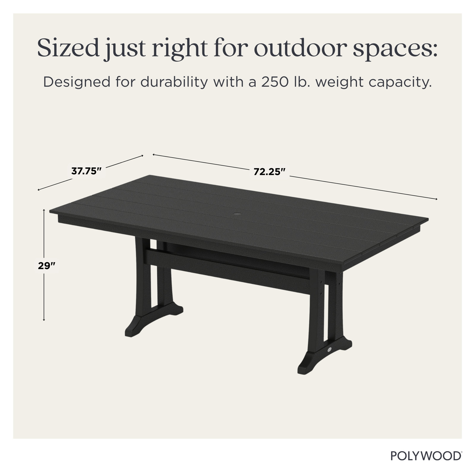 POLYWOOD® Tables 38" Patio Dining Table, Gray