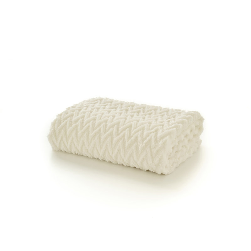 Tadcaster Luxury Soft Chevron Throw 140x180cm Warm Throw Blanket, Cream