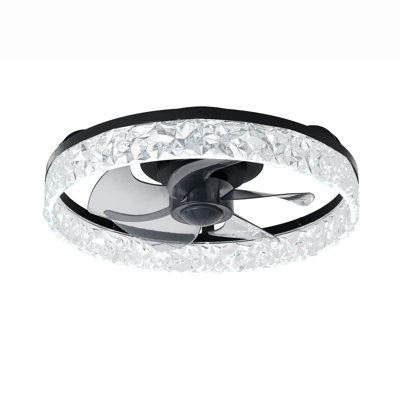 Depuley 20 Inch Low Profile Ceiling Fan with Light, Quiet, App & Remote Control, Dimmable 3 CCT LED, Flush Mount for Bedroom，in Black