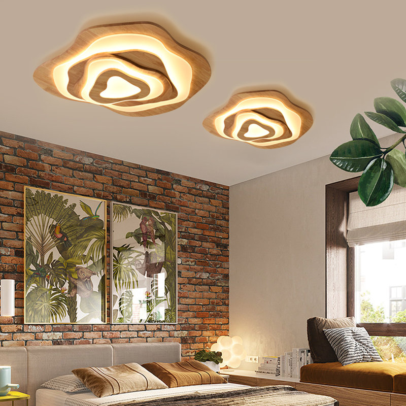 Wood LED Flush Mount, 3.14" H x 23.62" W x 23.62" D