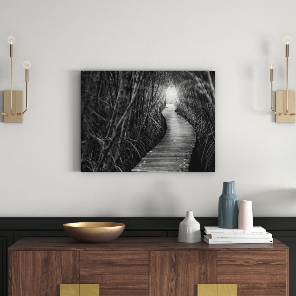 Leinwandbild „Gehweg im Wald“, Fotodruck